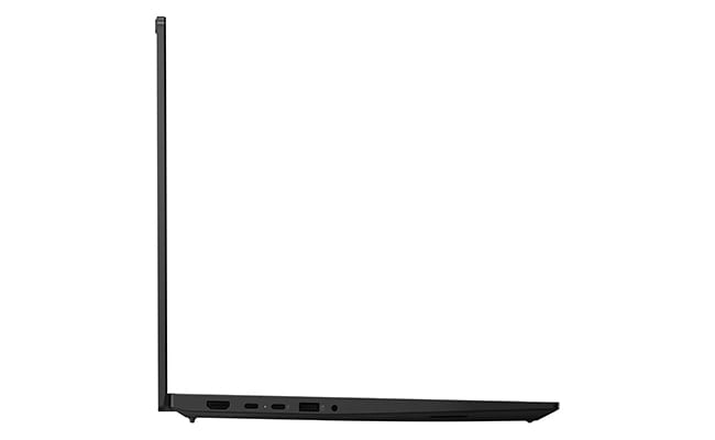 Left side view of Lenovo ThinkPad E16 Gen 3 (16” Intel) laptop, boasting its versatile ports that allow for smooth peripheral connectivity & pairing for seamless performance.