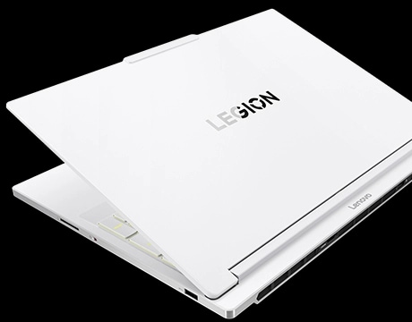 Legion 7i Gen 10 partially opened, showing rear logo and part of the keyboard.