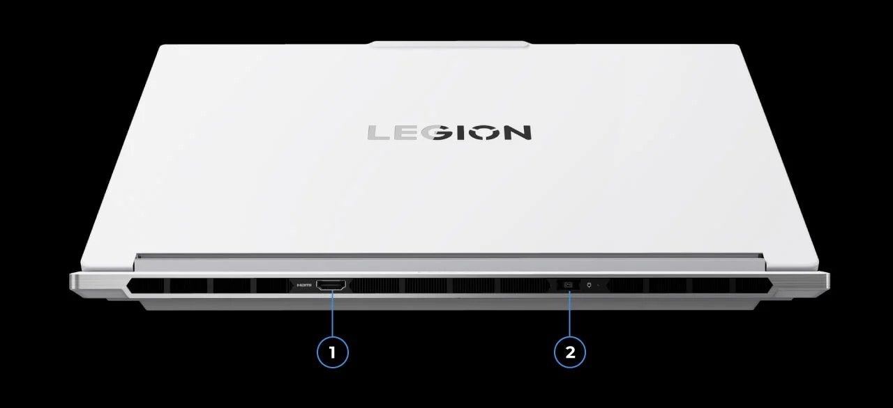 A view of the Legion 7i Gen 10’s ports on the rear side.