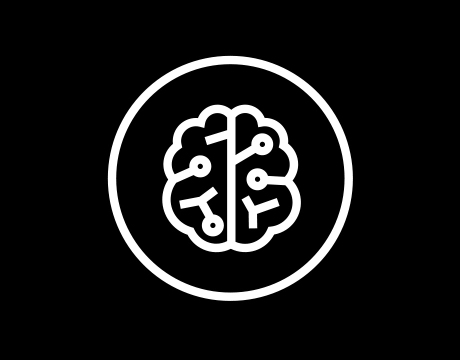 AI icon representing onboard smart features optimizing performance and power efficiency.