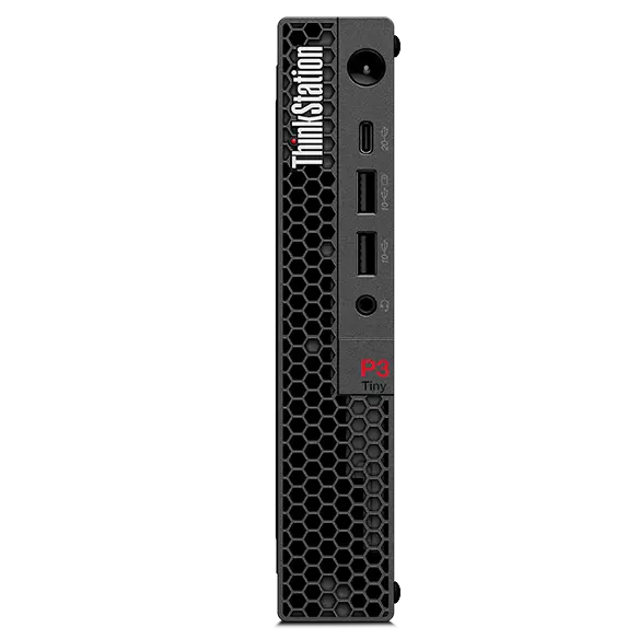 Lenovo ThinkStation P3 Tiny Gen 2 Workstation – vertically oriented, front view
