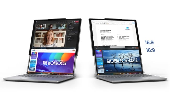 Organize your work on the top of the display and your apps on the bottom, and conveniently copy / paste across files & apps on the Lenovo ThinkBook Plus Gen 6 Rollable laptop.