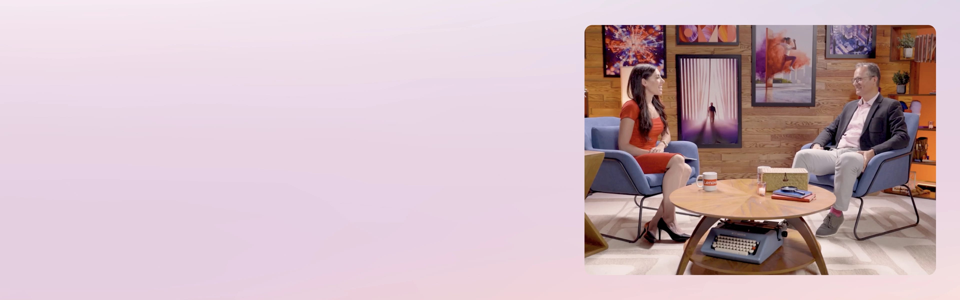 Alexa Carlin interviewing Cedric Courteix in the Lenovo Studio. 