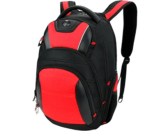 Swissdigital Circuit Antibacterial Backpack with Travel Kit for up to 16" Laptops - Black & Red