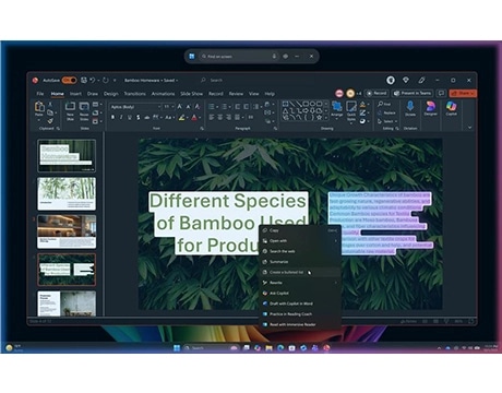 The Click to Do Copilot+ user interface. מחשב נייד Yoga Pro 7&nbsp;Aura Edition 15IPH11 83SN002PIV&nbsp;מבית Lenovo