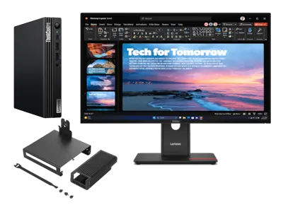Lenovo ThinkCentre M75q G5 A7 16 512 + ThinkVision T27QD-40 27 QHD Docking AMD Ryzen 7 PRO 8700GE Prozessor 3,65 GHz bis zu 5,10 GHz, Windows 11 Pro 64, 512 GB SSD M.2 2280 PCIe 4.0 TLC Opal, Raven Black