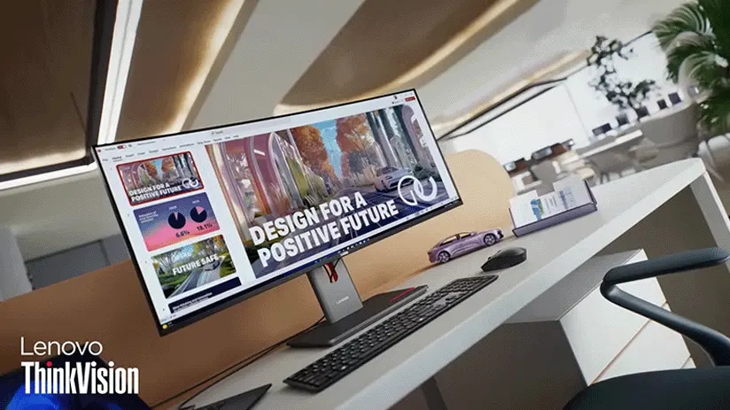 Un monitor ultraancho con colores vibrantes y detalles nítidos en un diseño elegante.