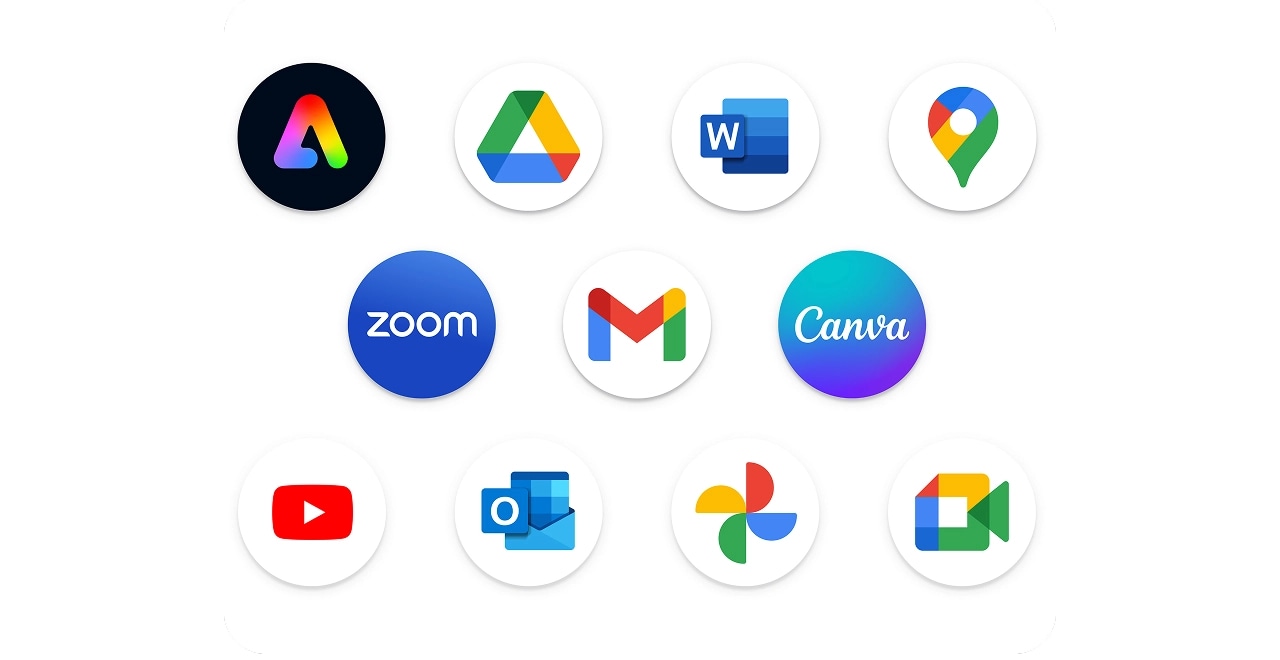 Weergave van visuele pictogrammen van verschillende Microsoft-apps.