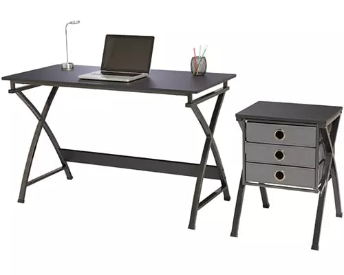 Brenton Studio X-Cross 48inW Desk And File Set, Black