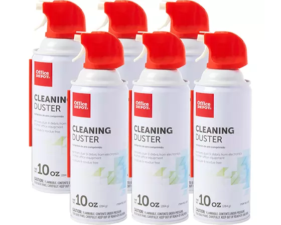 Office Depot Brand Cleaning Duster Canned Air, 10 Oz, Pack of 6