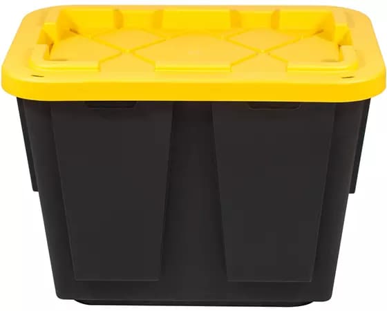 

Office Depot Brand Greenmade Professional Storage Totes, 12-Gallon, Black/Yellow, Pack Of 4 Totes