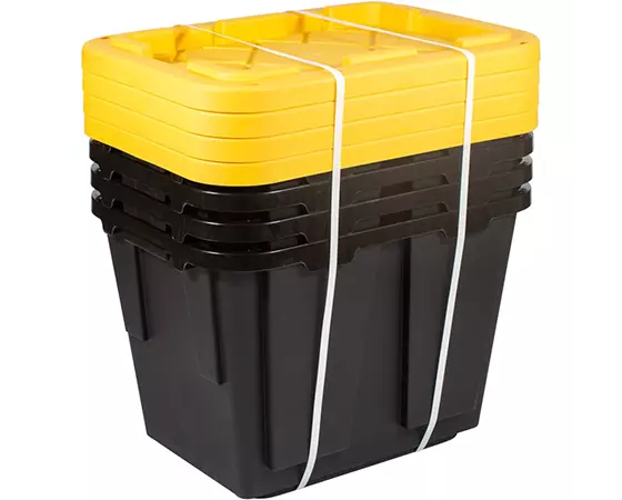 Office Depot Brand by GreenMade Professional Storage Tote With HandlesSnap  Lid 27 Gallon 30 110 x 20 14 x 14 34 BlackYellow - Office Depot