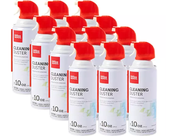 Office Depot Brand Cleaning Duster Canned Air, 10 Oz, Pack of 12