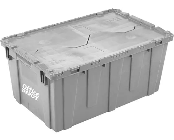 Office Depot Brand Attached-Lid Storage Container, 12inH x 17inW, x 27inD, Gray