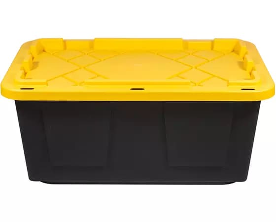 

Office Depot Brand GreenMade Professional Storage Totes, 23-Gallon, Black/Yellow, Pack Of 4 Totes