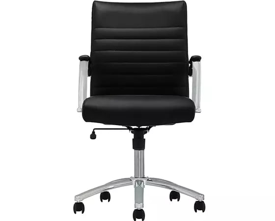 

Office Depot Realspace Modern Comfort Winsley Bonded Leather Mid-Back Managers Chair, Black/Silver