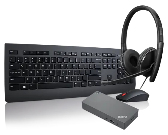 Lenovo-USB-C Dock with Wired Headset and Keyboard Mouse Combo 1