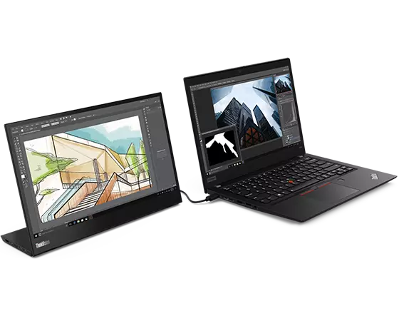 Thinkvision M14 Hero With Laptop Right Handed User
