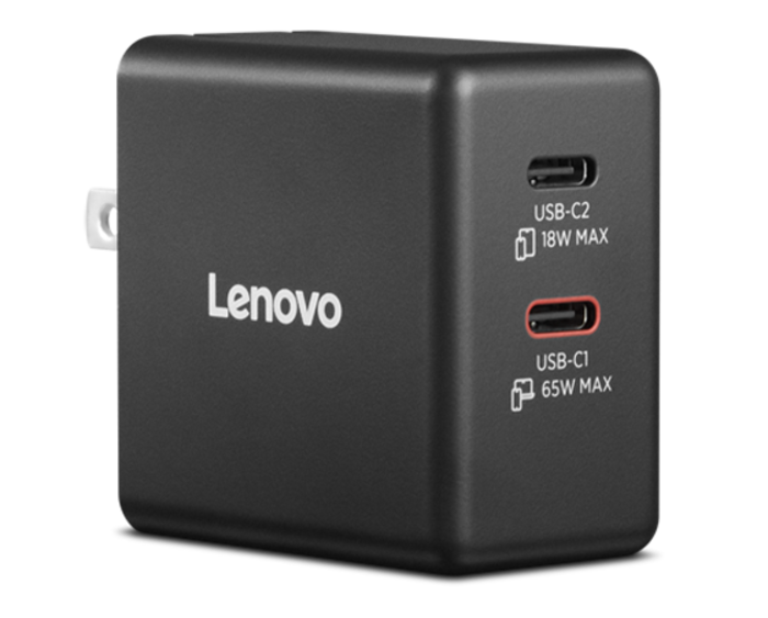 Lenovo 65W デュアルUSB Type-C GaN ACアダプター | 40AW065BUS