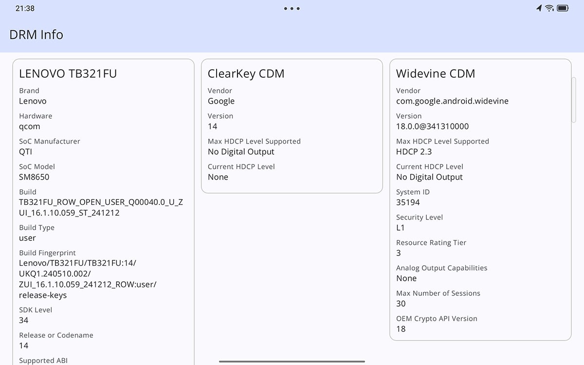 「Widevine」は最高レベルのL1に対応しているので、サブスク動画などのコンテンツも高画質で楽しめる