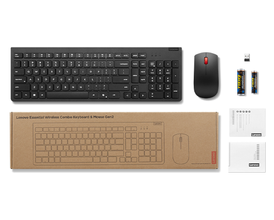 Lenovo エッセンシャル ワイヤレス キーボード&マウス 2 - 英語