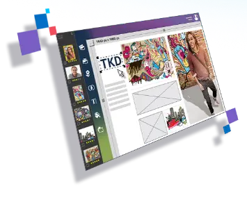 Lenovo screen showing a digital newsletter being designed