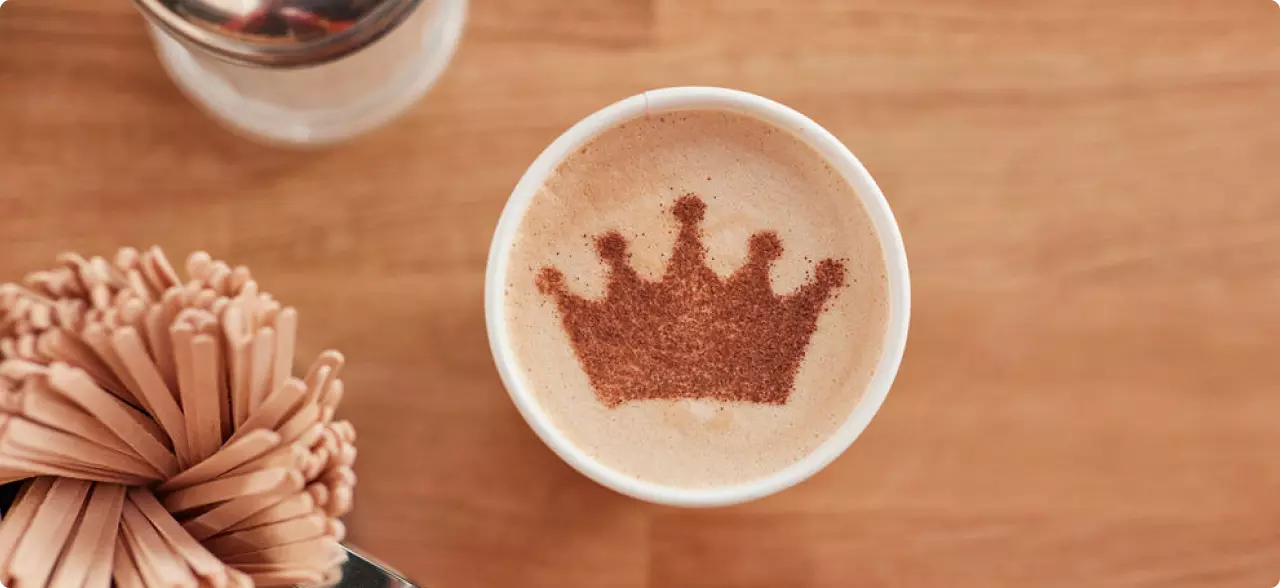 Crown latte art at 321 Coffee in Raleigh, North Carolina