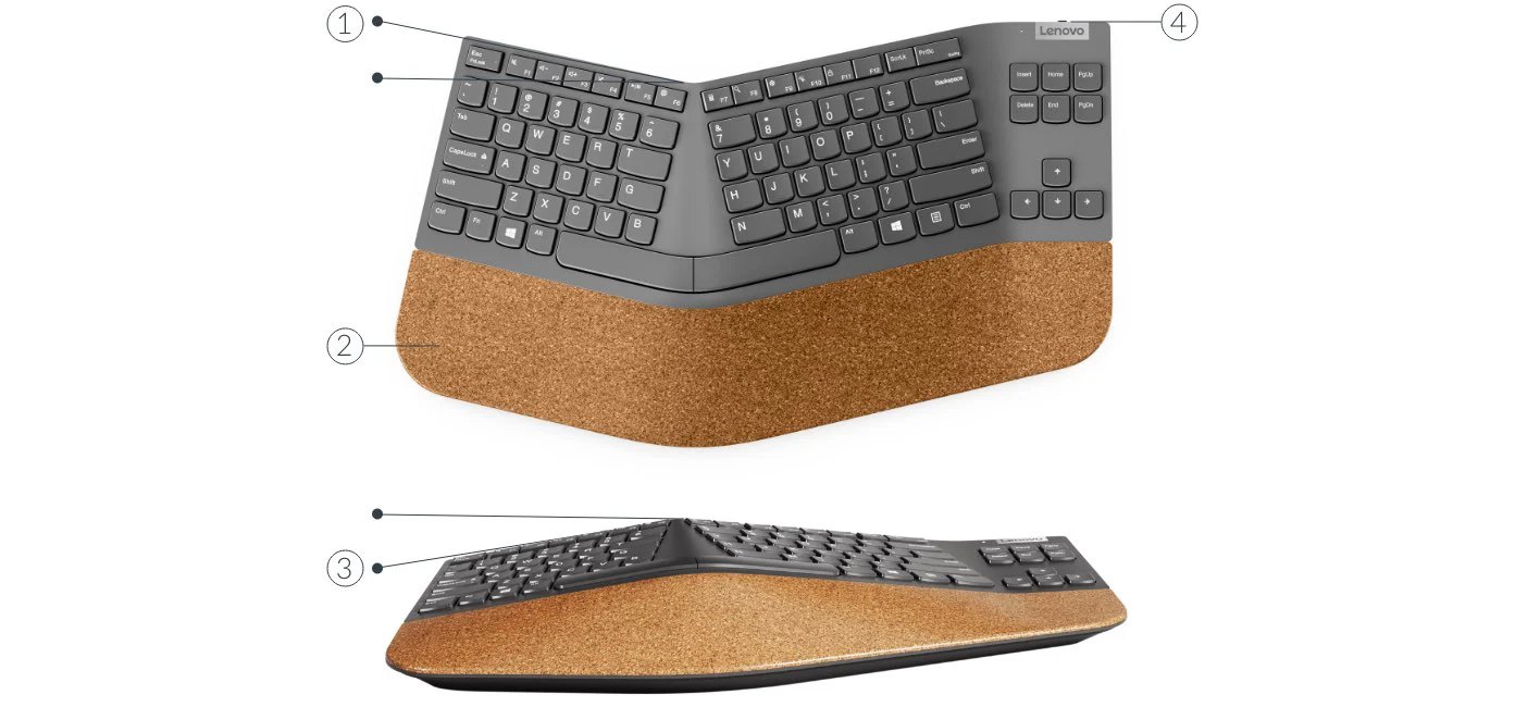 Porty bezdrátová klávesnice Lenovo Go Wireless Split Keyboard