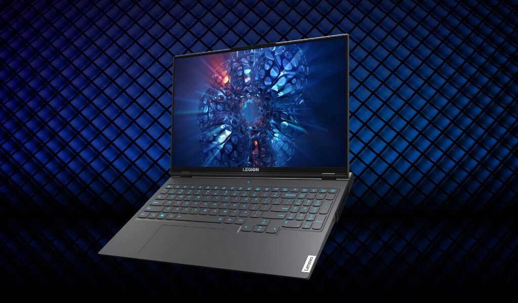 Front view of a laptop standing