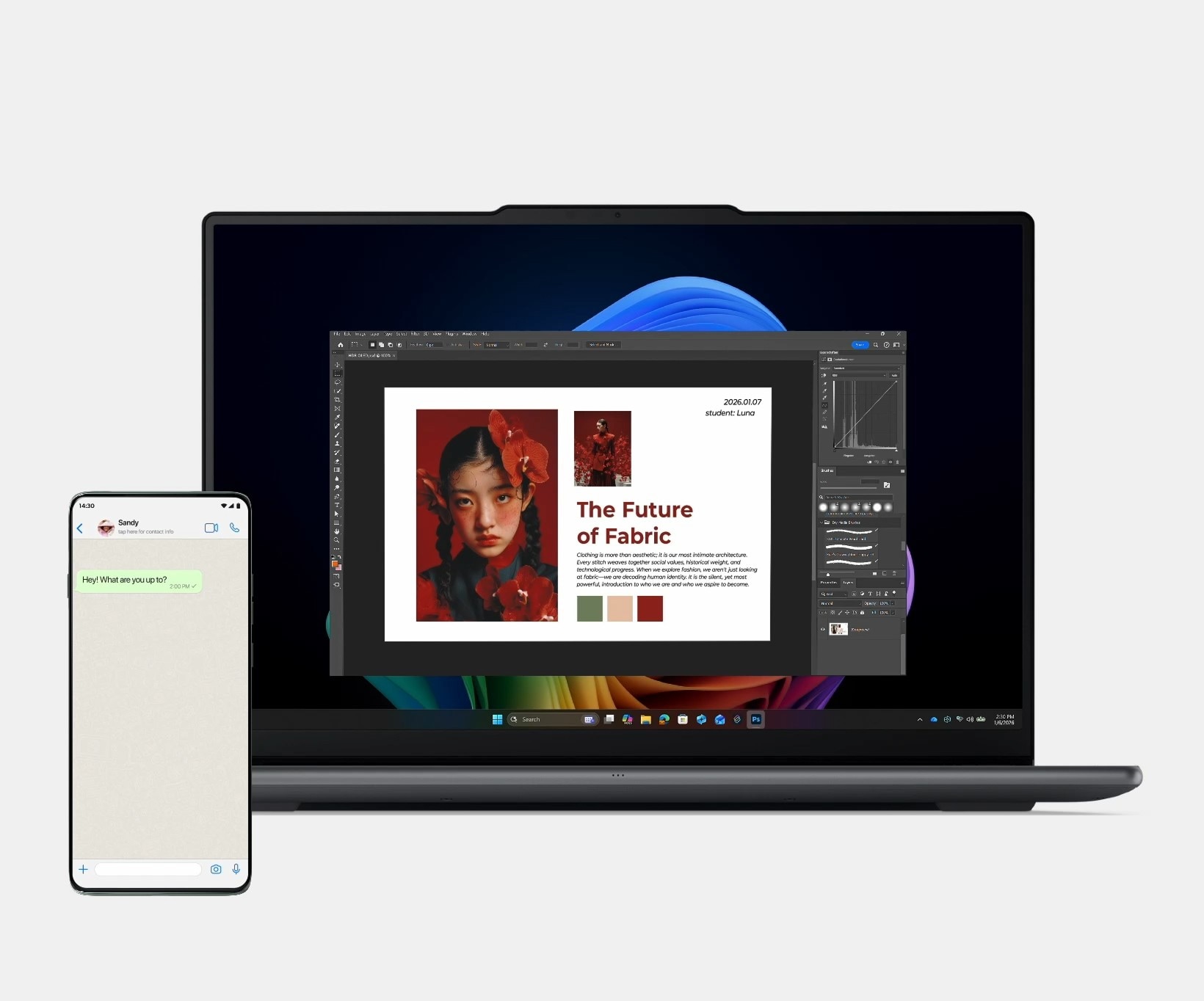 A screenshot copied on a Lenovo Yoga laptop is pasted into a chat on a Motorola smartphone using Smart Connect Clipboard.