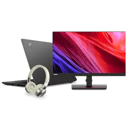 image of laptop, monitor and headphones