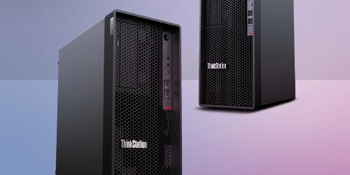  2 tower PCs facing opposite directions