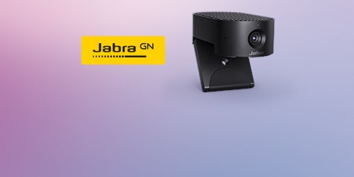 Un Jabra PanaCast 20 est présenté en arrière-plan.