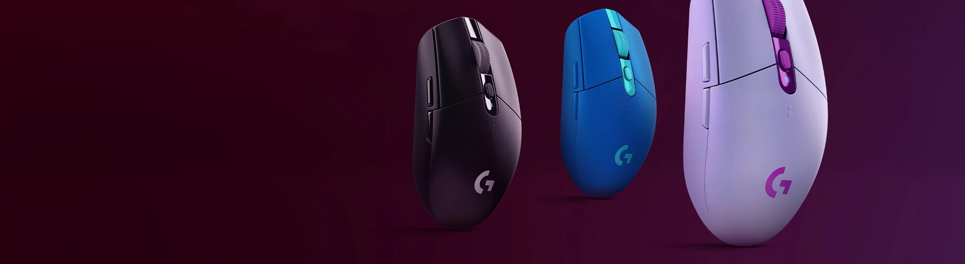 Logitech mice shown in multiple colors.