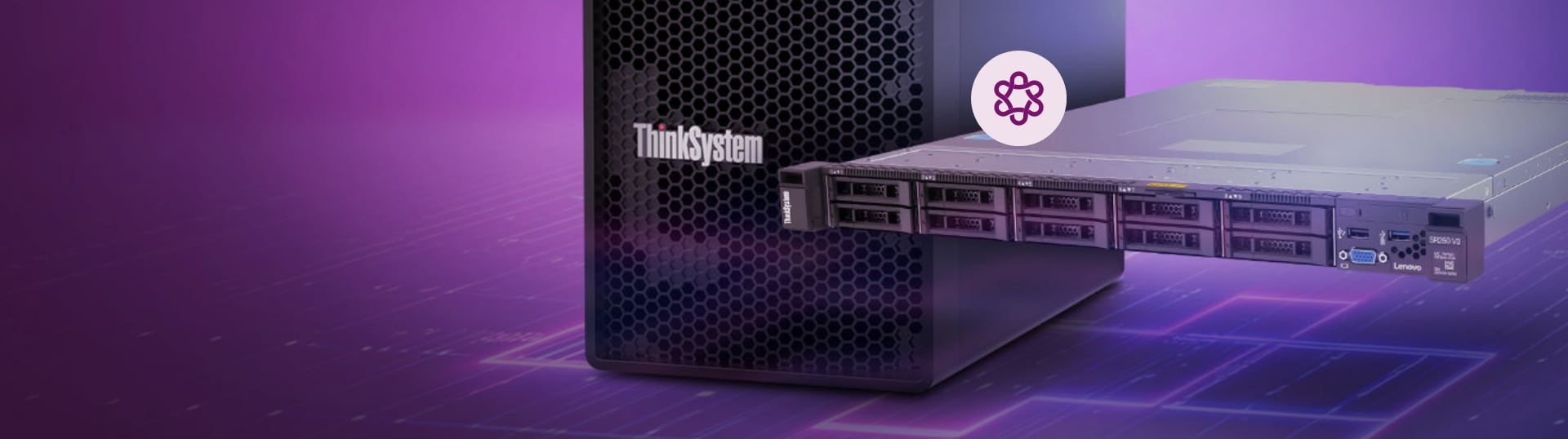 Image of two Lenovo servers: on the left, a ThinkSystem ST650 V3 server, and on the right, a V4 rack server with a clock icon, highlighting a special promotion.