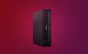 A ThinkCentre Small Form Factor PC in a dark purple background.