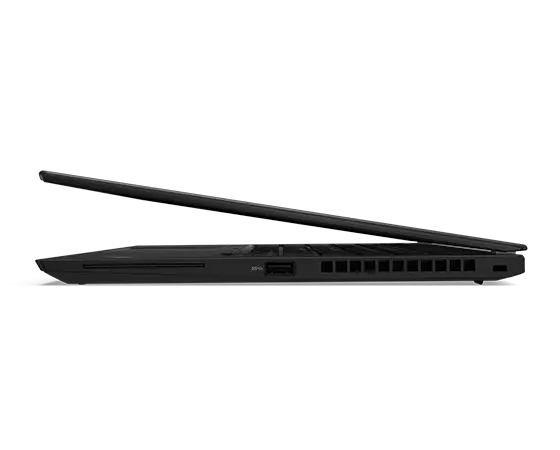 Vue latérale du portable Thinkpad T14s noir