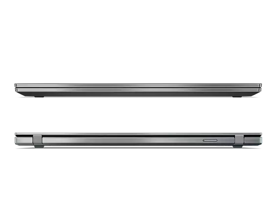 2 Thinkpad T14s grey laptops side view