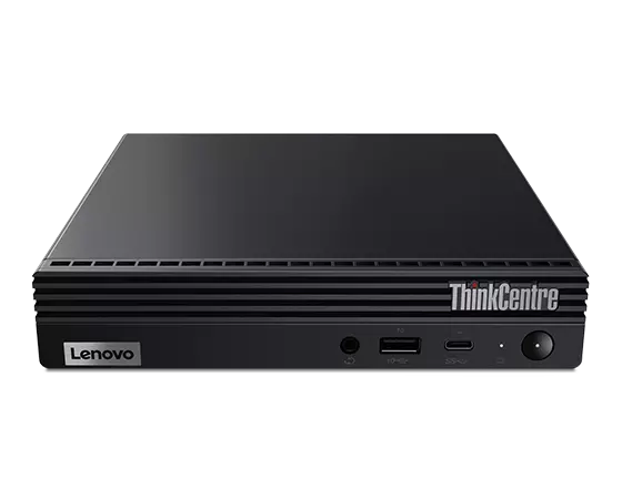 Ordinateur de bureau Lenovo ThinkCentre M60e de tout petit format sur fond blanc