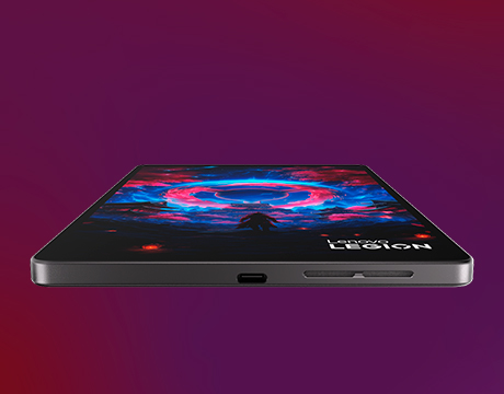 Bottom view of an Eclipse Black Lenovo Legion Tab Gen 5 (8.8" Snapdragon) gaming tablet in portrait orientation.