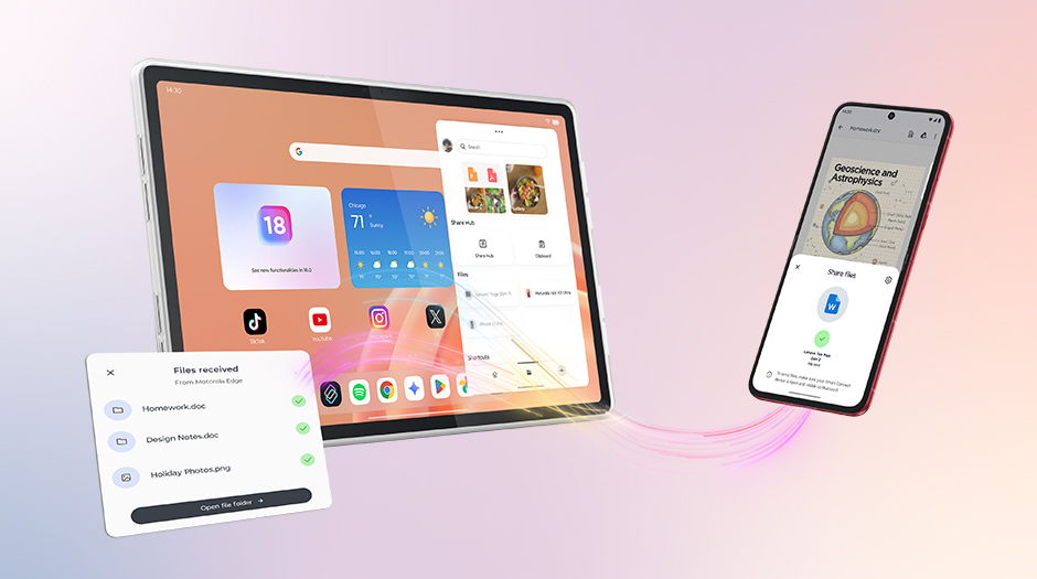 Access phone photos and videos on a bigger, immersive display in seconds with Smart Connect on the Lenovo Tab Plus Gen 2 tablet.