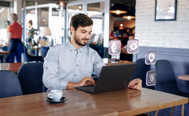ThinkShield, dTPM, and optional fingerprint login help protect data on the Lenovo ThinkPad E16 Gen 4 (16″ AMD) laptop.