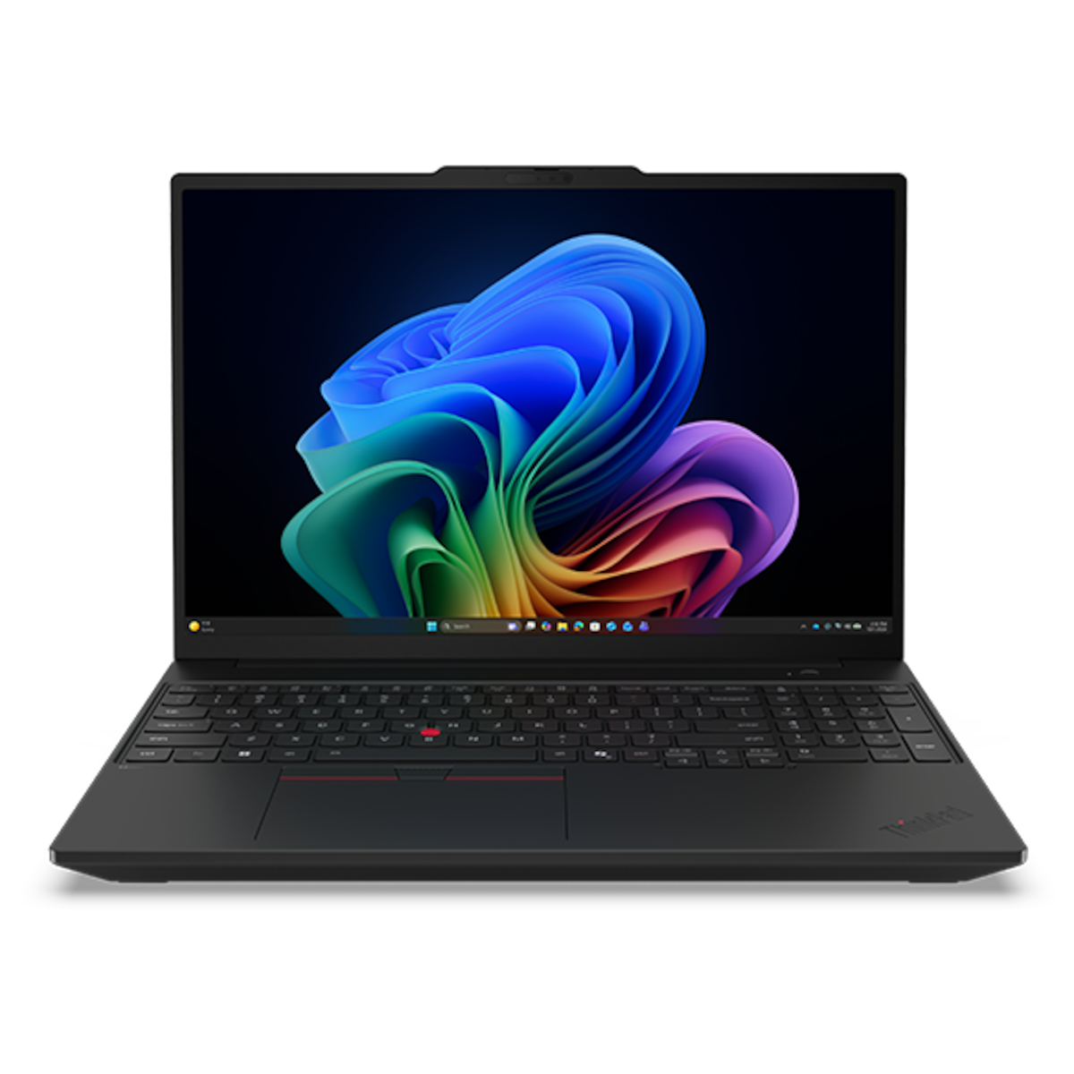 Front view of the Lenovo ThinkPad T16 Gen 5 (16” AMD) laptop.