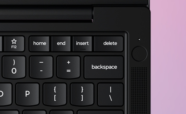 Closeup of the fingerprint reader on the Lenovo ThinkPad T14s Gen 7 (14” Snapdragon) laptop.