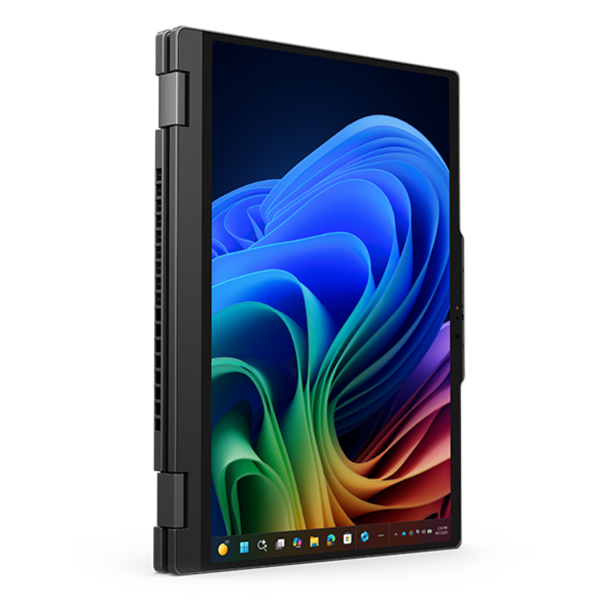 Simply turn the device in Tablet mode to reorient the display on the Lenovo ThinkPad T14s 2-in-1 Gen 2 (14″ Intel) laptop.
