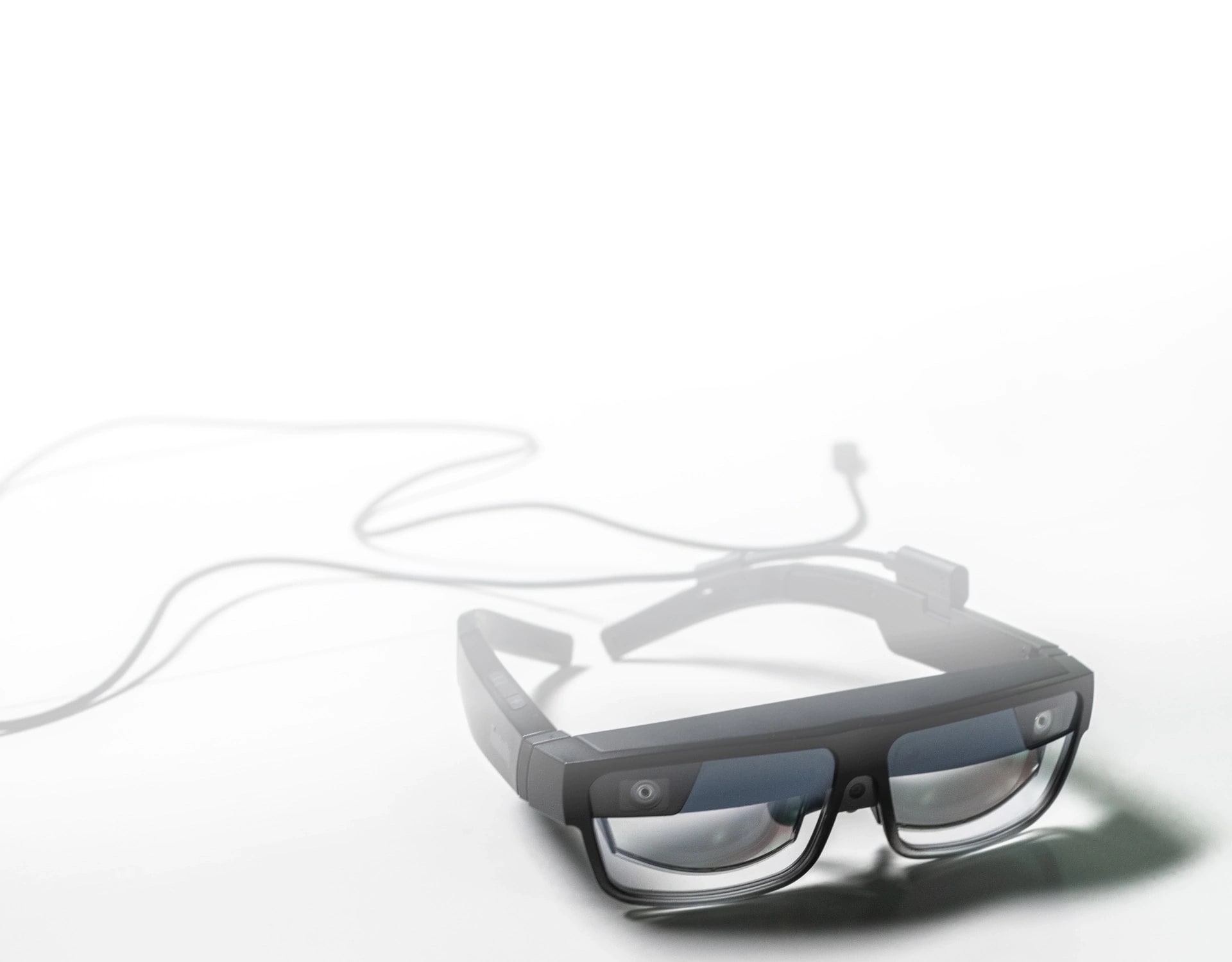 Close-up of Lenovo ThinkReality A3 smart glasses, from front