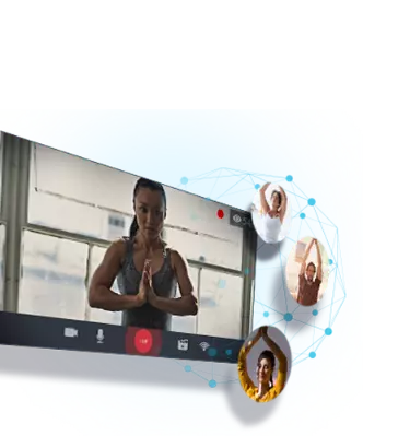 Lenovo screen showing someone striking a yoga pose