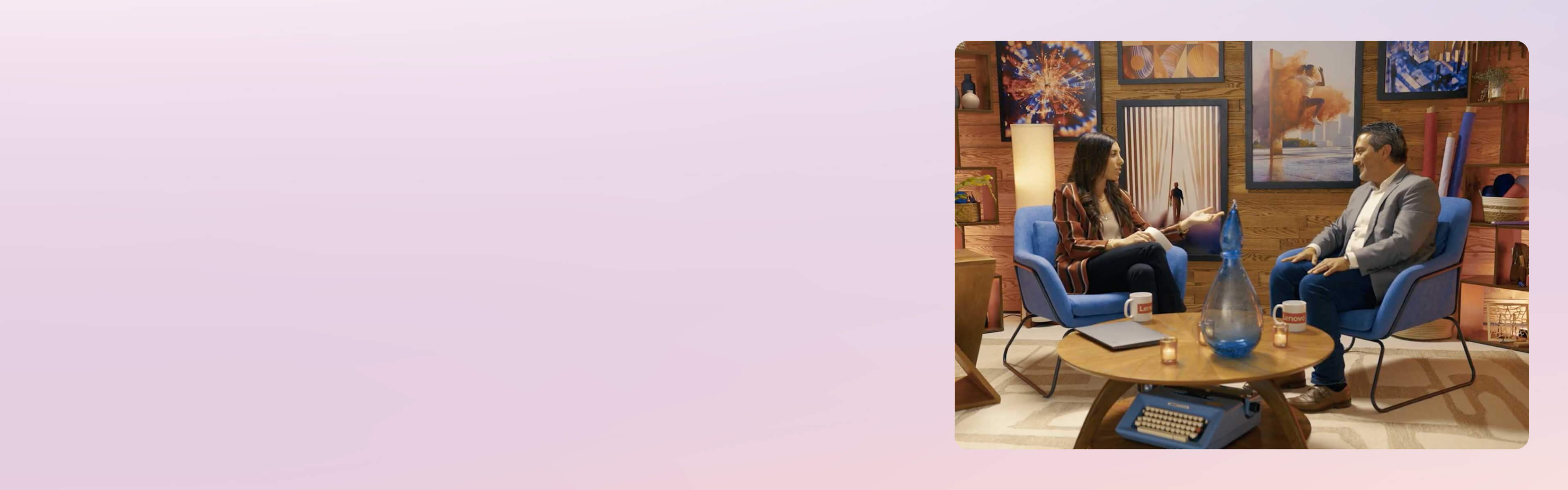 Alexa Carlin interviewing Gerald Longoria in the Lenovo Studio.