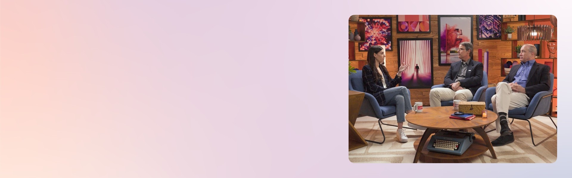 Alexa Carlin interviewing Pat Moakley and James Greene in the Lenovo Studio.