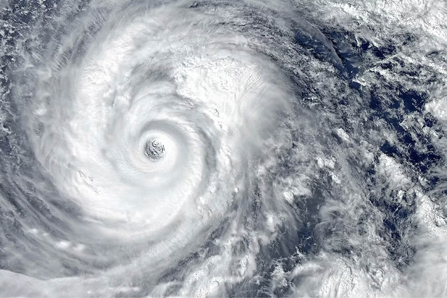 An aerial view of a hurricane. 